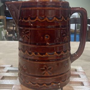 VTG MARCREST Daisy Dot Stoneware Glazed Pottery Pitcher 6” Granny Core Cottage